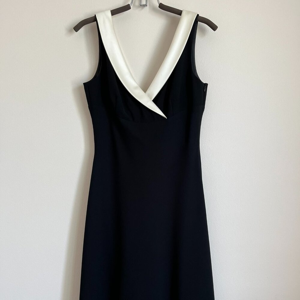 Ann Taylor Vintage Black Dress with White Satin Collar | Size 8 | NWT